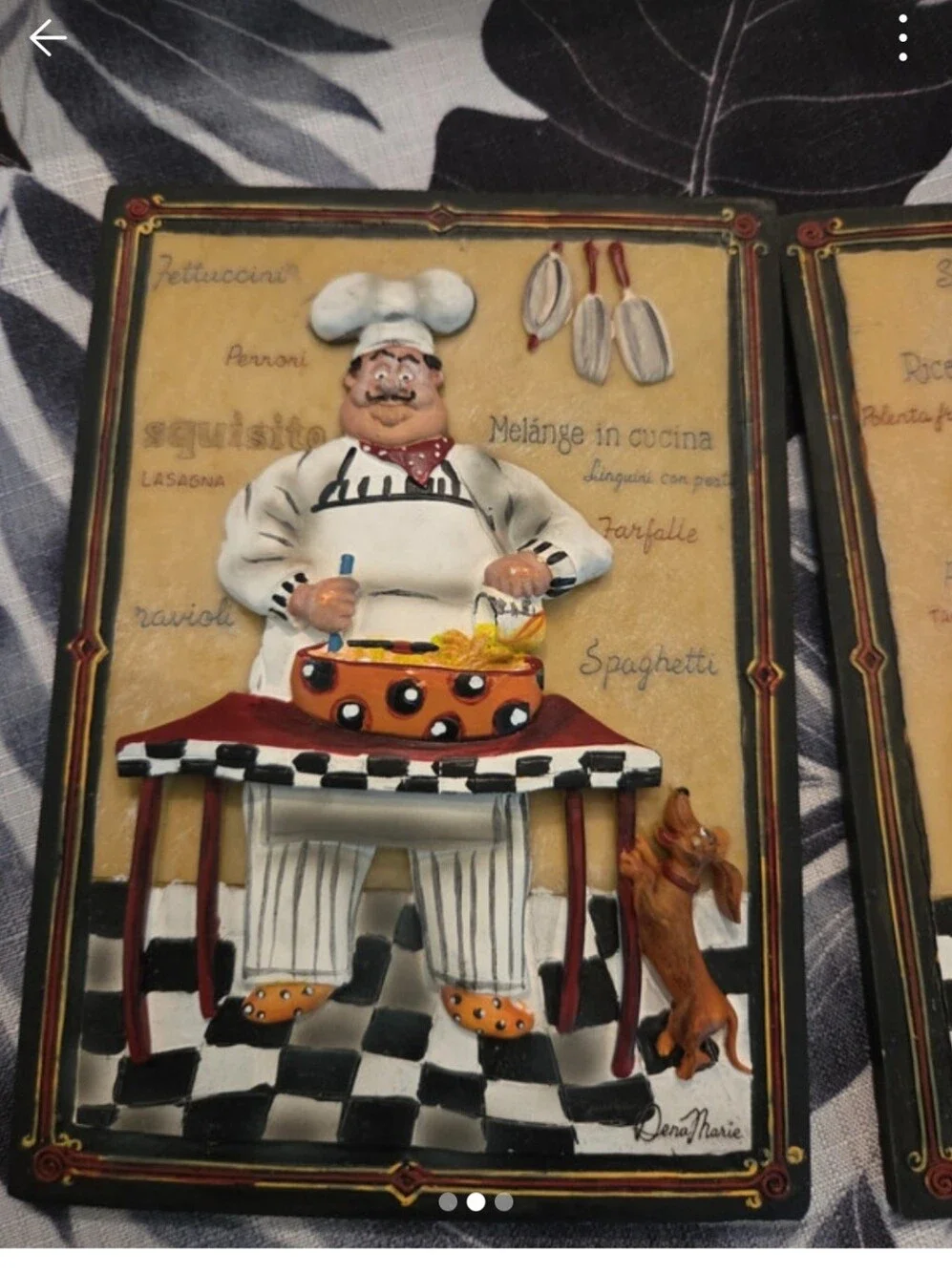 Chef Wall Plaque Set - Whimsical White & Black Kitchen Decor